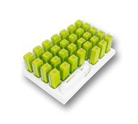 CINIBOX® Dispensador de medicamentos MINI+ verde amarillento - Pastillero de 1 mes con 31 compartimentos, 3 tiempos de administración y divisor de pastillas - Ideal para personas mayores - Pastillero