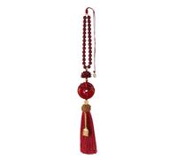 Cinnabar Car Rearview Mirror Pendant - Red Ornament, luccky Charm | Handmade Fang shuii Hanging Accessory with Tassel for Protection Safety Harmony, Decorative Collectible Keepsake for Men Women