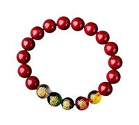 Cinnabar Fortune Band - Real Cinnabar Bead Prayer Pulsera, talismán que mejora la riqueza | Riego de muñeca auspicioso a mano, accesorio de refuerzo de energía espiritual,