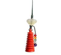 Cinnabar Wenchang Pagoda Feng Shui Llavero - Hotan Jade Ruyi Charm con cuentas de cinco colores para éxito académico y fortuna