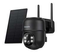 Cinnado 2K Camara Vigilancia WiFi Exterior Solar - Camaras Vigilancia Domicilio WiFi, 360° Cámara Exterior sin Cables con Bateria, PIR Sirena, Visión Nocturna Color, IP65, Nergo