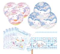 Cinnamoroll Decoraciones de cumpleaños, 20 platos, 20 servilletas y 1 mantel para niños y niñas suministros de fiesta