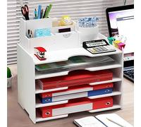 Cinnani 5 capa Organizador de escritorio con bandejas para cartas, organizador de escritorio de oficina, soporte para documentos A4, bandejas para archivar documentos en casa, oficina, escuela