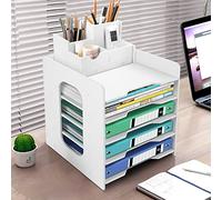 Cinnani 5 capa Organizador de escritorio con bandejas para cartas, organizador de escritorio de oficina, soporte para documentos A4, bandejas para archivar documentos en casa, oficina, escuela