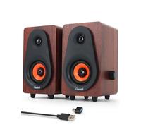 cinnkeyi Altavoz de PC de Madera USB para Ordenador portátil y de Escritorio, Altavoces estéreo 2.0 con Membrana integrada, Plug & Play, Ideal para música y película (C5203-EU)