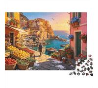 Cinque Terre 1000 Pieza Puzzle Recycled Mediterranean Town Senior Puzzles Party Accesorios de Juego Developing Boy & Girl‘s Intelligence Educational Fun 70x50cm/1000pcs