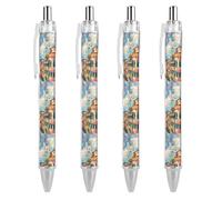 Cinque Terre And Pisa - Bolígrafo de punta fina retráctil con diseño de barril redondo negro de 0,5 mm, 4 unidades como en la imagen 3