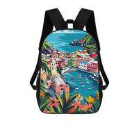 Cinque Terre Italy Minimalist Art Mochila Infantil, Mochila Escolar Para Niños, Mochila Escolar Infantil Con Estampado 3D De Dibujos Animados, Mochila De Gran Capacidad Para Niños Y Niñas 17inch