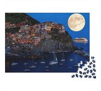 Cinque Terre Puzzle 1000 Piezas Material Reciclable Pueblo de Pesca Italiano Puzzles Puzzle Accesorios para Juegos Divertido and Desafiante Familia Game Excelente Idea de Regalo 52x38cm/1...