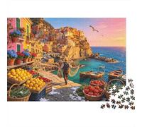 Cinque Terre Puzzle 1000 Piezas Papel Reciclado Italian Coastal Town Puzzles Juego Educativo Desafío Divertido Juego Familiar for Adultoss and Age 10 38x26cm/1000pcs