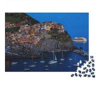 Cinque Terre Puzzle for Adultoos 1000P Recyclable Paper Italian Fishing Village Puzzle Parent Chico & Chica Accesorios para Juegos Developing Boy & girlren‘s Inteligencia Toy 52x38cm/1000Ps