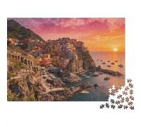 Cinque Terre Puzzle for Chico & Chica 1000 Piezas Recyclable Cliffside Sunset Puzzle Divertido and Challenging Juego Familiar Excelente Idea de Regalo for Boy & Girl‘s Birthday 70x50cm/10...
