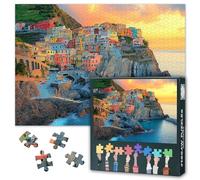 Cinque Terre Puzzles para Adultos 1000 Piezas - Colorido Pueblo Acantilado Manarola, Italia Puzzles para Adultos - 27,5" x 19,7"