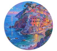 Cinque Terre Rompecabezas Redondo De 1000 Piezas Creativo Punto escénico Juegos Intelectuales De Alivio De Estrés para Adultos 1000pcs (67.5x67.5cm)