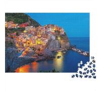 Cinque Terre Village por la Noche Puzzle 1000 Piezas Desafiante Adultos - Hermoso Paisaje Rompecabezas, Regalo, Juego Familiar, Decoración del Hogar 70x50cm/1000pcs