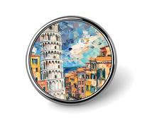 Cinque Terre y la Torre de Pisa - Insignia de metal redonda de 2,5 cm para ropa, sombrero, bolsa, corbata, accesorios, decoración