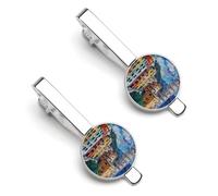 Cinque Terre y Pisa Tower Painting Funny Tie Pin Clips Tie Bar Clip Regular Corbata Decorativa Regalos para Hombres, 5.5x2.2cm, Metal