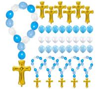 Cinrobiye Globos de decoración de primera comunión, globos de látex de primera comunión, suministros de decoración de fiesta de bautizo, suministros de decoración para Dios bendiga, bautizo, oración