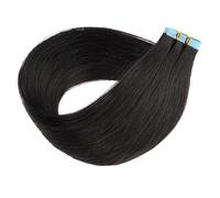 Cinta 20 unids/pack en extensiones de cabello humano Remy, pelos gruesos invisibles de trama de piel sin costuras de PU recta(#1B,24 Inch)