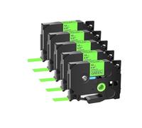 Cinta 5PKLabel, Compatible con casete laminado Brother TZ Tze-231 131 631 6/9/12mm(Fluo Black on Green,12mm)
