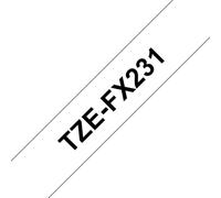 Cinta adhesiva Brother TZe-FX231 TZ Laminada 12mm Negro sobre blanco para etiquetado de cables
