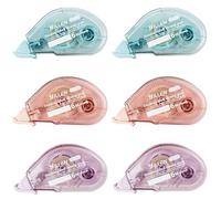 Cinta Adhesiva de 6 Piezas, Cinta Adhesiva Permanente, Cinta Adhesiva de Doble Cara Transparente de Lunares, Rodillo de Pegamento de Doble Cara para Manualidades, Tarjetas, Fotos, Diario(Tres Colores)