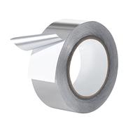 Cinta Adhesiva de Aluminio, Rollo de Cinta de Lamina Metálica 50 m x 48 mm Resistente a llamas y Altas Temperaturas para Conductos Reparación Aislamiento Sellado, Plata
