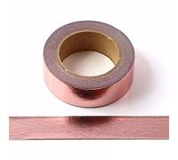 Cinta adhesiva decorativa de papel washi metalizado liso, 15 mm x 10 m, color oro rosa