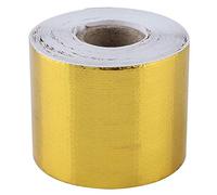 Cinta adhesiva, envoltura de protección térmica para automóviles Cinta adhesiva de papel de aluminio 1 rollo soporta altas temperaturas continuas (dorad）(10M * 5Cm)