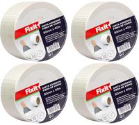Cinta adhesiva fibra de vidrio para encolar juntas, cinta juntas pladur, cinta adhesiva para unir juntas, rollo cinta fibra de vidrio para reparacion y sellado de paredes (50mm x 40m, 4und)