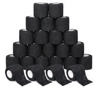 Cinta adhesiva negra de 5 cm x 4,5 m, 24 rollos de vendas cohesivas, vendaje deportivo, ideal para deportes, primeros auxilios, rodilla, tobillo y muñeca