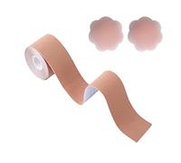 Cinta adhesiva para sujetador Boob Tape, Bob Tape, transpirable Booby Tape con 2 cubiertas reutilizables para pezones, Silicona2, circular