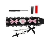 Cinta adhesiva para teclado de tela de encaje ergonómica con diseño fácil de acoplar y quitar para un transporte cómodo, tapa de tecla negra y blanca