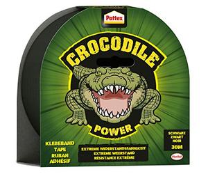 Cinta adhesiva Pattex Crocodile Power, 30 m de fuerza, cinta textil negra de doble grosor, resistencia extrema para las reparaciones más difíciles, cinta adhesiva para diversos materiales