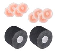 Cinta Adhesiva Pecho Push Up, Cinta Sujetador Pecho Grande, Pezoneras Adhesivas Invisibles Silicona, Boob Tapa Pezones Adhesivo Body Tape Pecho Elevadoras Reutilizables Tiras Sujeta (negro, 3.8cm)