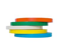 Cinta adhesiva q-connect 66 mt x 9 mm para cerrar bolsas pack 6 unidades colores surtidos