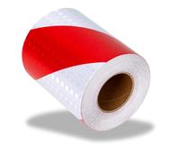 Cinta Adhesiva Reflectante Blanca Rojo 10mx10cm Cinta Señalizacion para Remolque Coche Policial Noche Running Cinta Seguridad Adhesiva Cinta Reflectante Adhesiva Alta Visibilidad Blanca y Roja Rollo