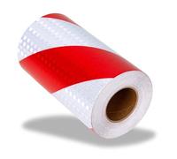 Cinta Adhesiva Reflectante Blanca Rojo Cinta Señalizacion para Remolque Coche Policial Noche Running Cinta Seguridad Adhesiva Cinta Reflectante Adhesiva Alta Visibilidad Blanca y Roja Rollo 10mx15cm