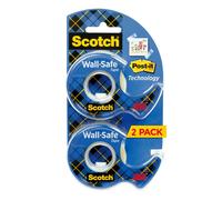 Cinta adhesiva Scotch Wall-Safe, 2 rollos dispensadores, elimina de forma segura, limpia e invisible, diseada para exhibir fotos seguras, 3/4 x