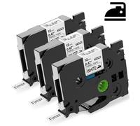 Cinta Adhesiva Textil Compatible para Brother TZe-FA231 P-Touch 3 Unidades | Cinta de Escritura Negra sobre Blanco, 12 mm x 3 m, Repuesto Para Brother P-Touch H200 H100LB/R H105 E100/VP D200/BW/VP