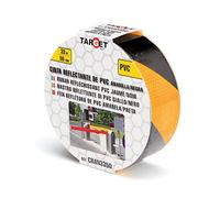 TARGET CRAN3350 - Cinta Reflectante - Adhesiva - 33 Metros x 50 Milímetros - Advertencia - Señalización - Marcaje - Alta Visibilidad - Peligro - Seguridad - Amarilla y Negra