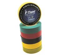 Cinta aislante 10x19mm color tierra, resistente a la humedad y alta tensión, ideal para aislamiento eléctrico y reparaciones.
