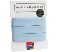 Cinta al bies de polialgodón de alta calidad, 25 mm de ancho, color azul cielo, 5 metros, acabado liso, tacto suave, pliegue limpio, lavable a máquina Giddy Square