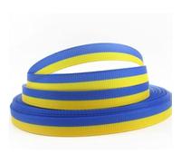 Cinta amarilla azul de 5 yardas, cintas azules y amarillas, rollos de cinta hechos a mano, adecuados para hacer algunas cintas de tela hechas a mano, adornos y adornos (9 mm), cinta de fieltro azul y