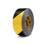 Cinta americana DEFENDER EXA-TAPE, cinta adhesiva textil para reparaciones, enmascarar, manualidades y marcar, fácil de arrancar, resistente a la intemperie, negro/amarillo brillante, 50 mm נ50 m