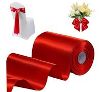 Cinta Ancha Cinta de Coche de Boda de 4 Pulgadas x 22 Yardas Cintas Gruesas de Doble Cara cortables para Manualidades para Ceremonia Lazo Sillas de Boda Fajas de desfile Rojo, Adornos de jardín