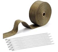 Cinta Anticalorica Escape 6M Cinta Aislante Termica Titanio 10 Bridas Metalicas Fibra Tubo de Escape Moto Cinta Termica Productos Aislantes Termicos Fibra de Vidrio (Marrón-Dorado)