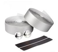 Cinta antideslizante para manillar de bicicleta, absorción de golpes, patrón de fibra de carbono, envoltura de barra de agarre con extremo para barras de caída, 2 m x 3 cm, varios colores (plata)