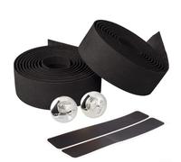 Cinta antideslizante para manillar de bicicleta con esponja para absorción de golpes, juego completo con cintas de acabado de extremo de barra (negro)