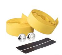 Cinta antideslizante para manillar de bicicleta con esponja para absorción de golpes, juego completo con cintas de acabado de extremo de barra (amarillo)